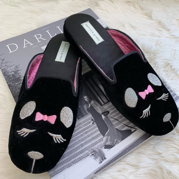 Patricia Green Shoes Patricia Green Velvet Pink Gold Black Cat